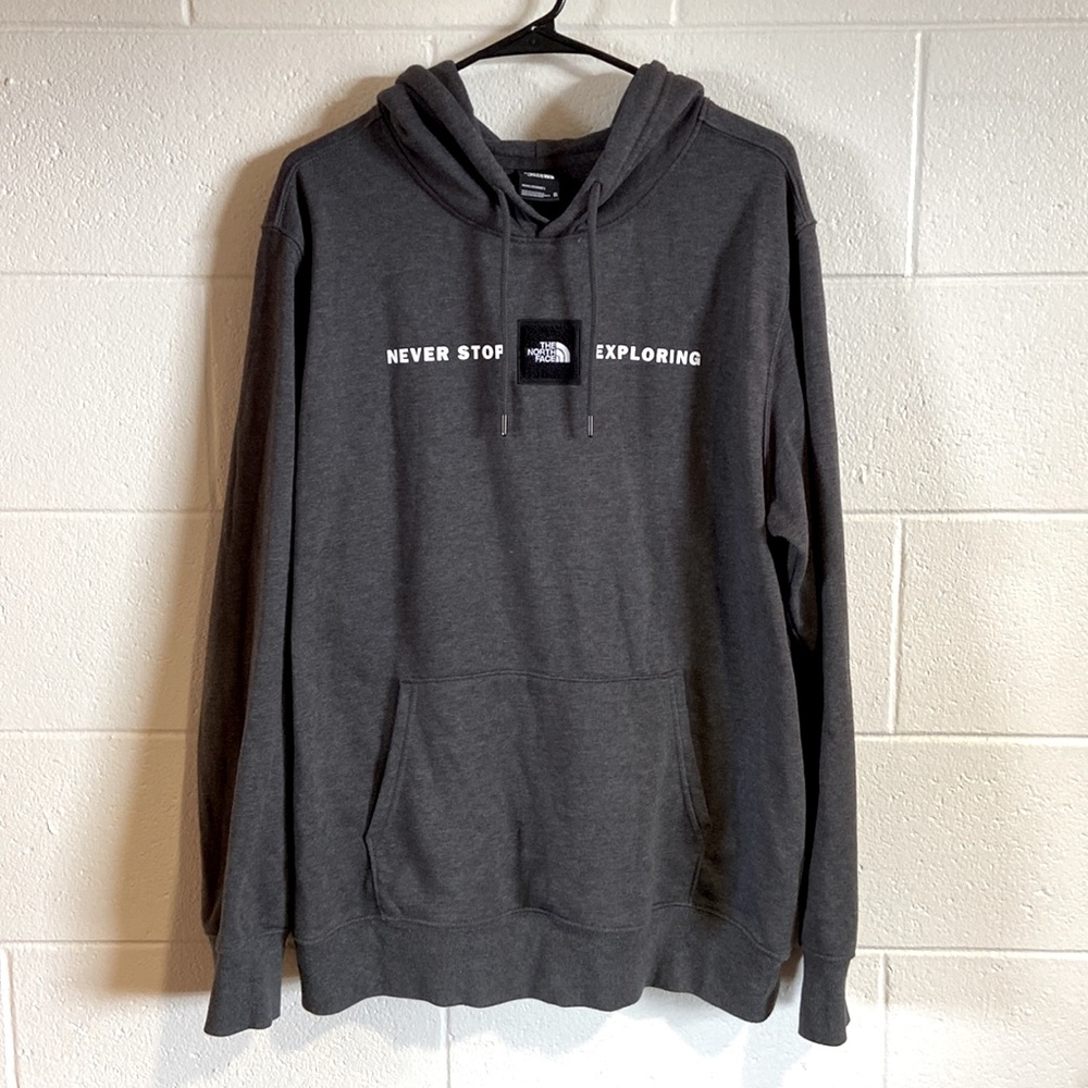 Gray North Face “Never Stop Exploring” Hoodie